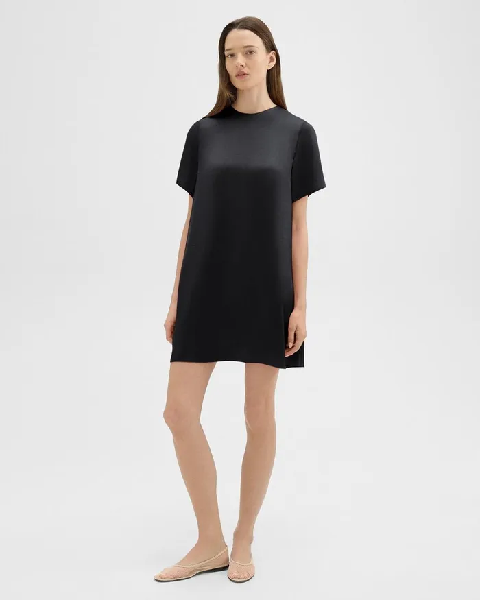 Women Dresses Theory TShirt Dress In Crushed Satin Black