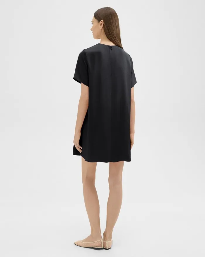 Women Dresses Theory TShirt Dress In Crushed Satin Black