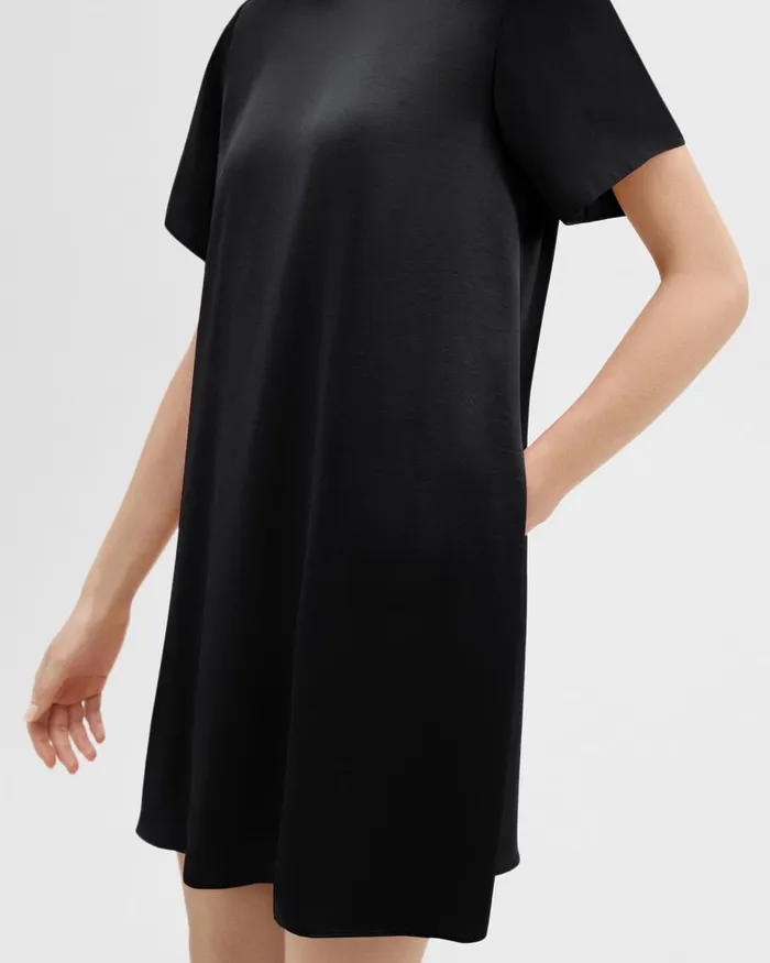 Women Dresses Theory TShirt Dress In Crushed Satin Black