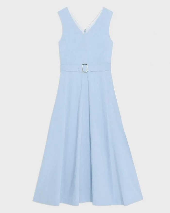 Women Dresses Theory VNeck Volume Dress In Good Linen Skylight