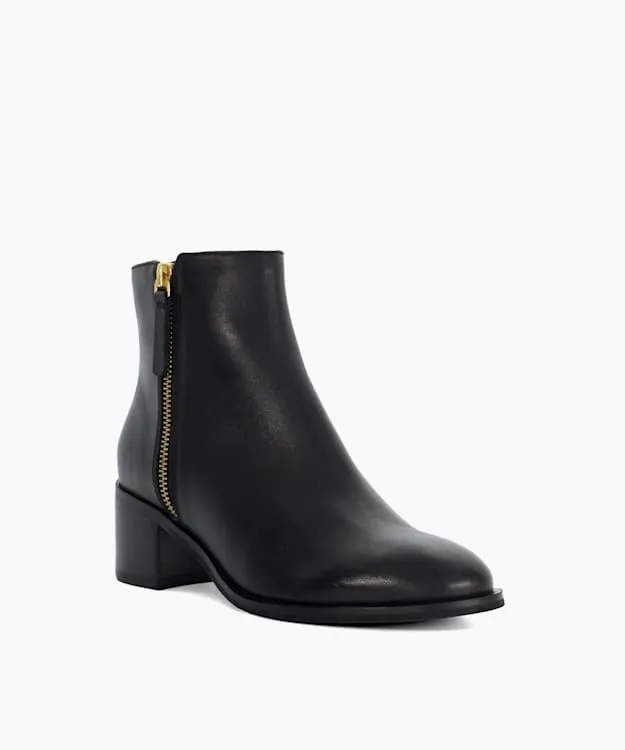 Women Dune London Ankle Boots Leather Stacked Heel Ankle Boots Black