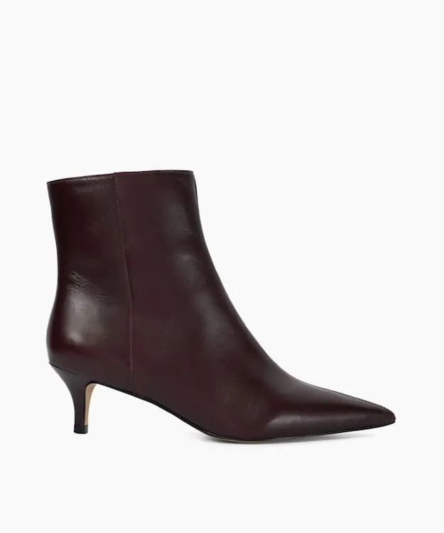 Women Dune London Ankle Boots Pointed Toe Kitten Heel Boots Red