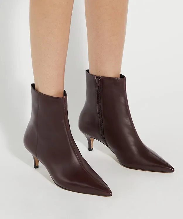 Women Dune London Ankle Boots Pointed Toe Kitten Heel Boots Red
