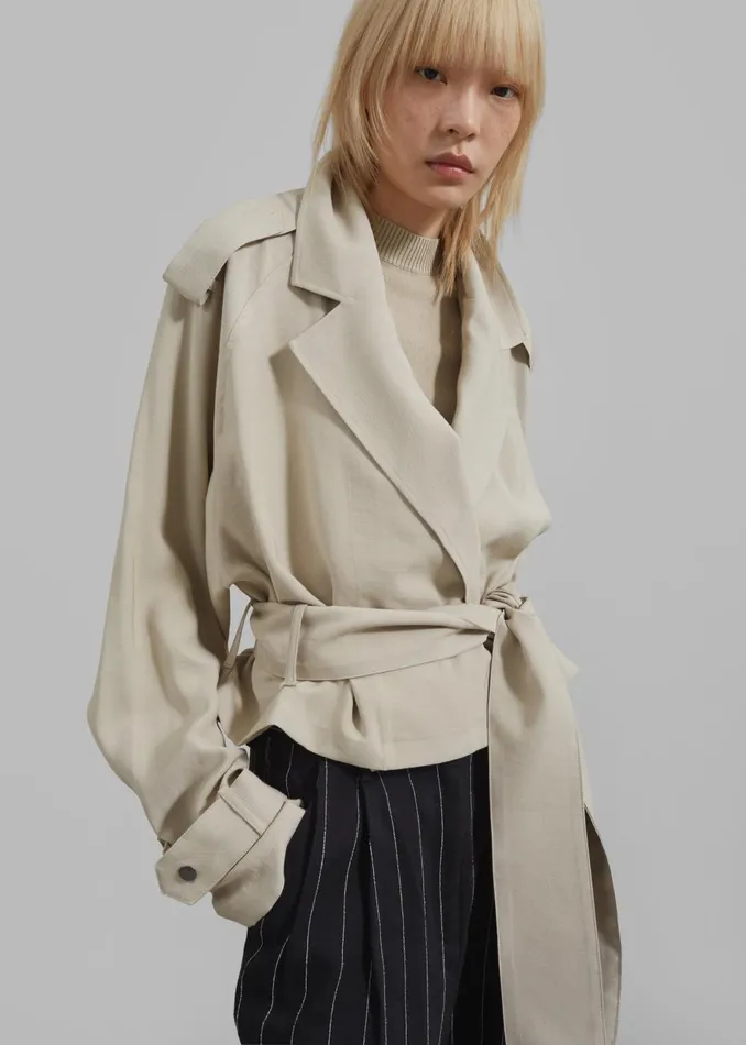 Women Faven Cropped Trench 8211 Beige The Frankie Shop Outerwear