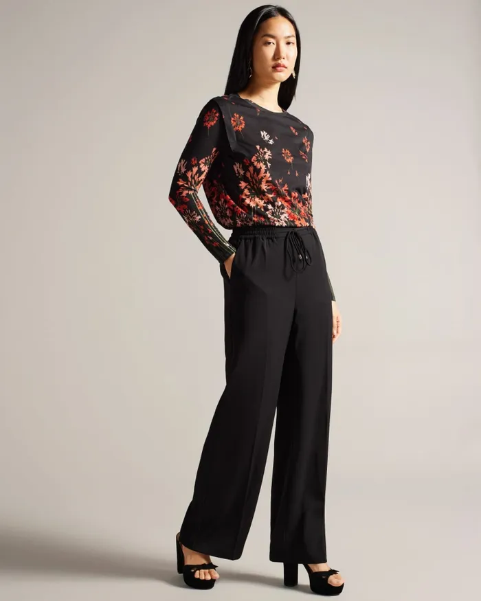 Women FEONLAA 8211 Printed Long Sleeve Top With Shoulder Pleat Black Ted Baker Tops and Blouses Women FEONLAA 8211 Printed Long Sleeve Top With Shoulder Pleat Black Ted Baker Tops and Blouses