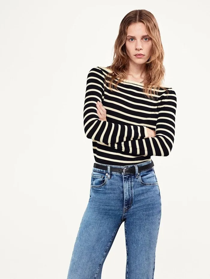 Women FRAME Sweaters Striped Boatneck Sweater