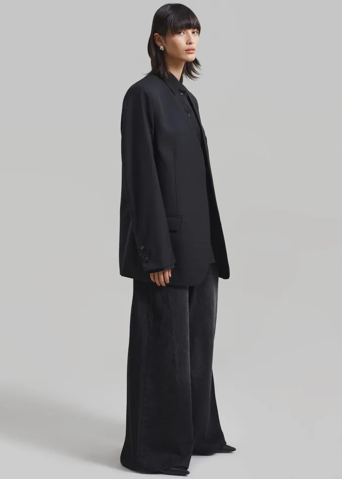 Women Gillian Collarless Blazer 8211 Black The Frankie Shop Outerwear