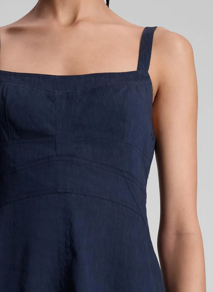 Women Harlow Linen Midi Dress Navy ALC Dresses