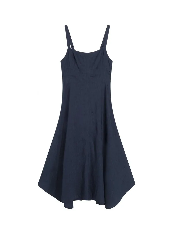 Women Harlow Linen Midi Dress Navy ALC Dresses