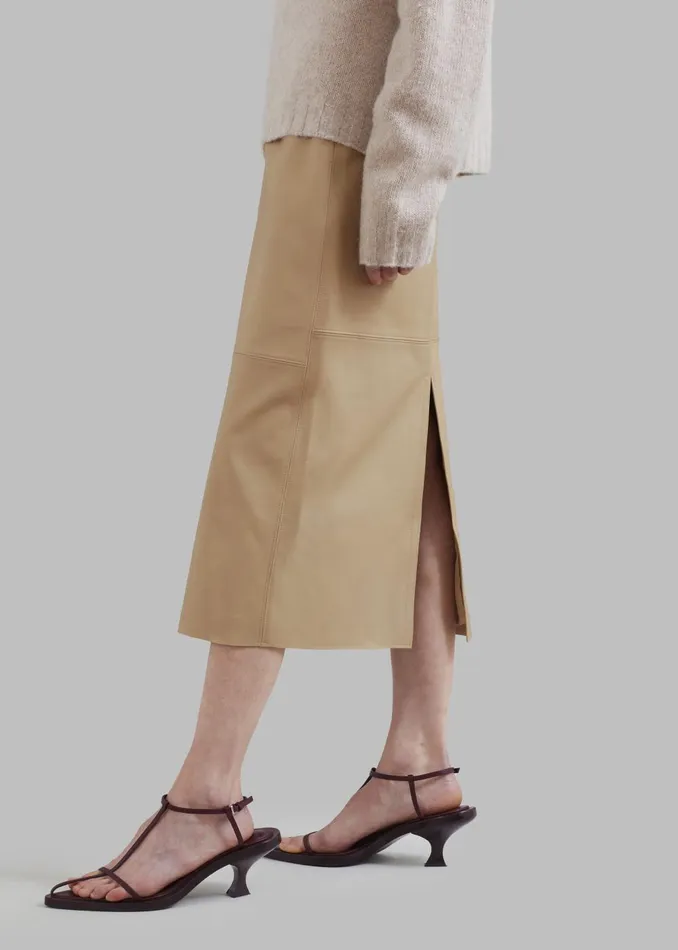Women Heather Leather Pencil Skirt 8211 Beige The Frankie Shop Bottoms