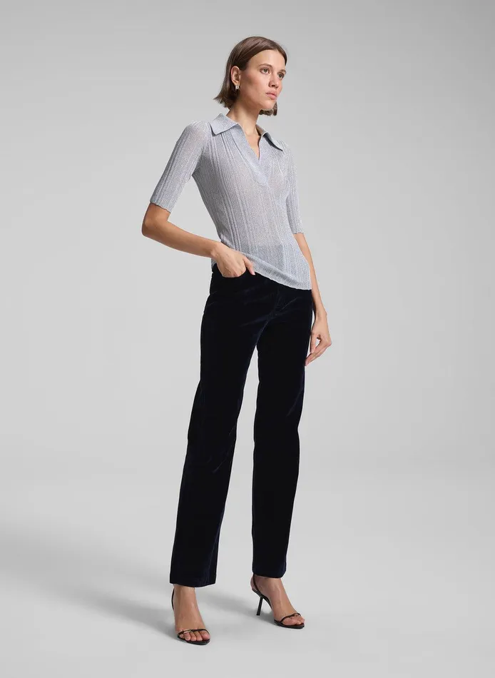 Women Joey Metallic Knit Top Mercury ALC Tops