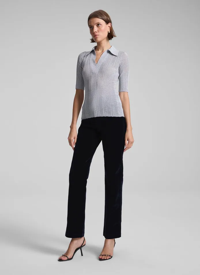 Women Joey Metallic Knit Top Mercury ALC Tops