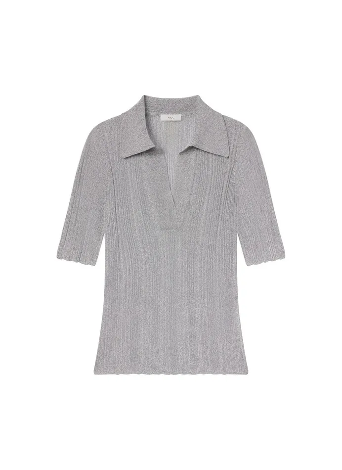 Women Joey Metallic Knit Top Mercury ALC Tops