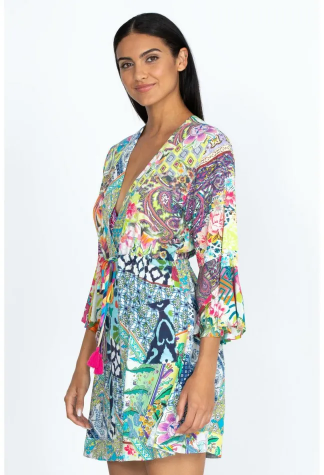 Women Johnny Was Cover Ups and Kimonos Locita Drawstring Patchwork Dress Locita