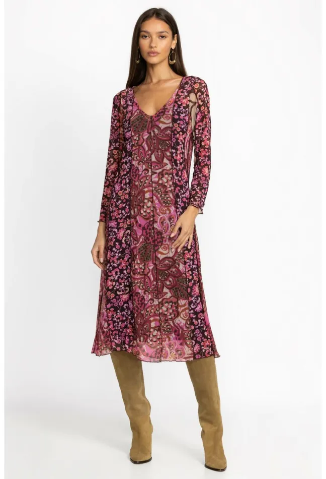 Women Johnny Was Dresses Agatha Mesh Midi Dress Multi