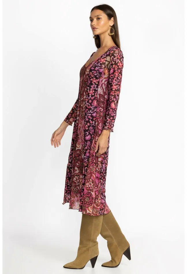 Women Johnny Was Dresses Agatha Mesh Midi Dress Multi