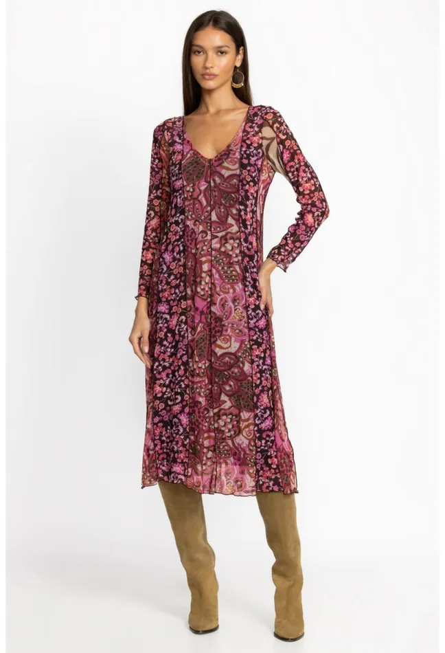 Women Johnny Was Dresses Agatha Mesh Midi Dress Multi