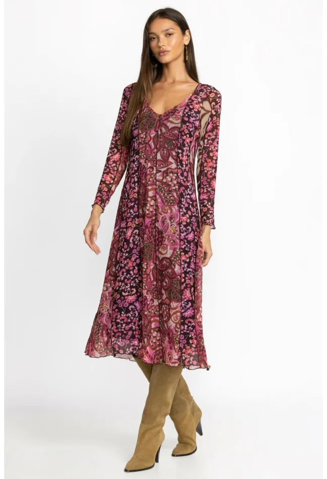 Women Johnny Was Dresses Agatha Mesh Midi Dress Multi