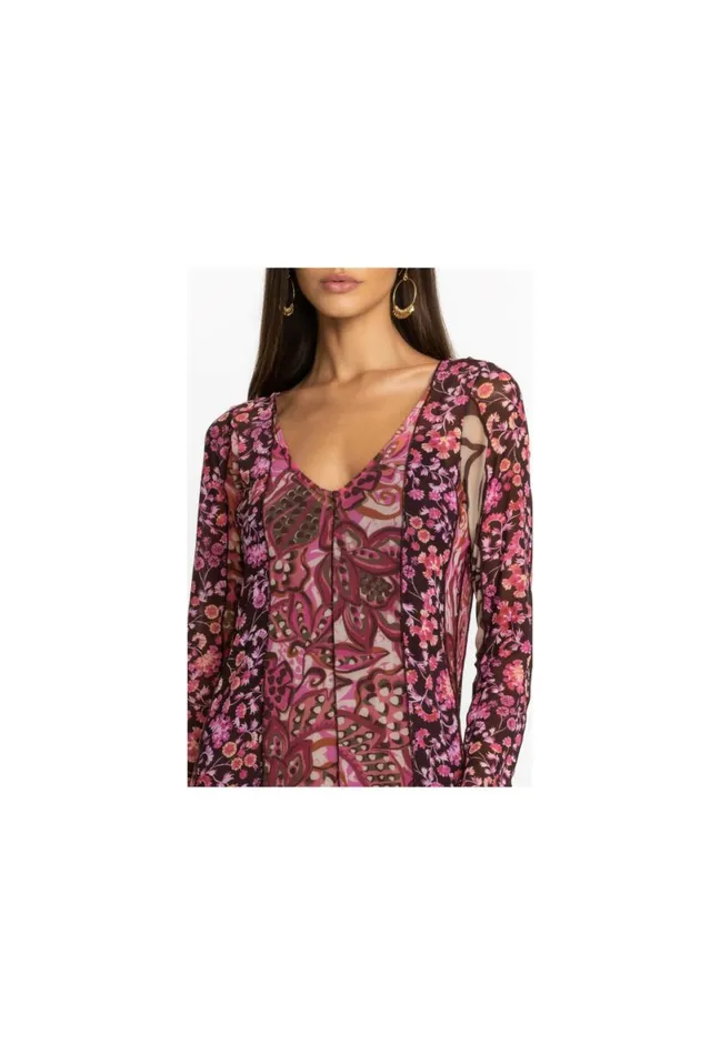 Women Johnny Was Dresses Agatha Mesh Midi Dress Multi