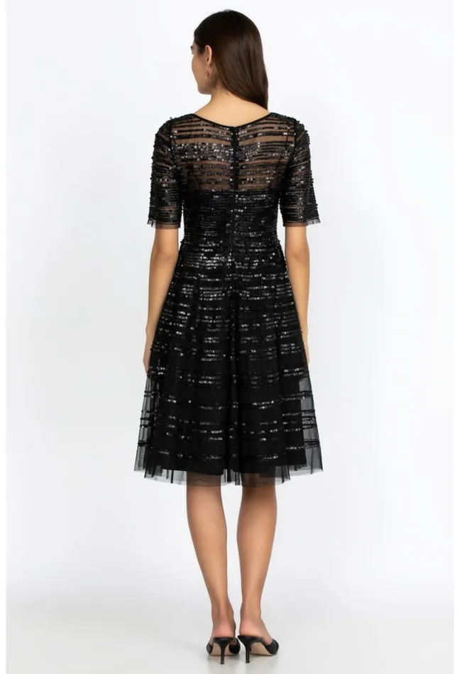 Women Johnny Was Dresses Black Beaded Mesh Dress Black