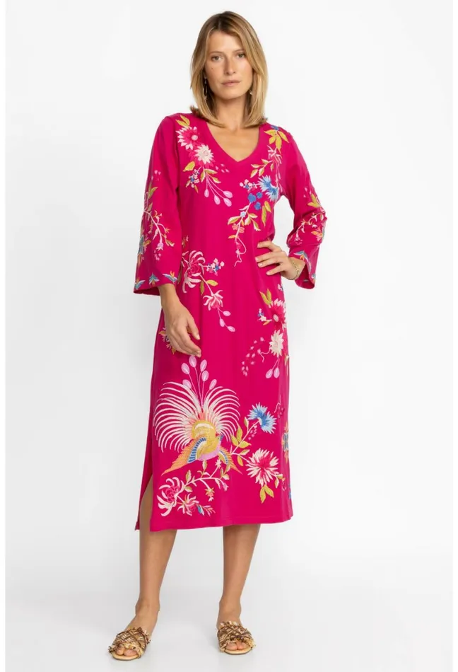 Women Johnny Was Dresses Julie Kimono Sleeve Tee Dress Navy