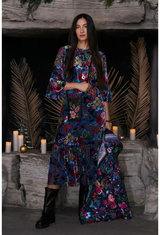 Women Johnny Was Dresses Minto Burnout Tanya Dress Lined Minto