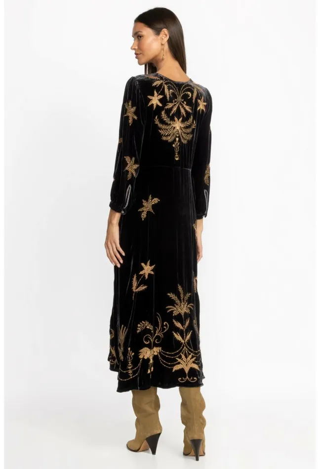 Women Johnny Was Dresses Palmira Velvet Effortless Midi Dress Black