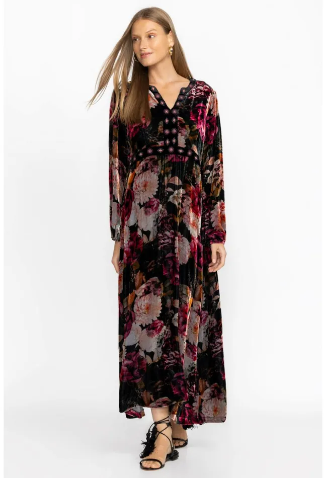 Women Johnny Was Dresses Rosa Velvet Front Notch Dress Multi