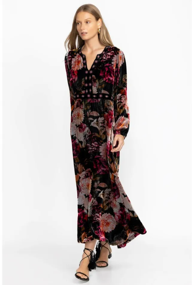 Women Johnny Was Dresses Rosa Velvet Front Notch Dress Multi