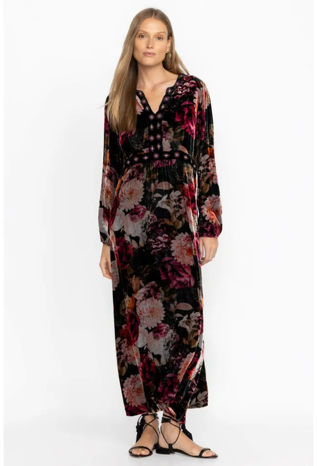 Women Johnny Was Dresses Rosa Velvet Front Notch Dress Multi