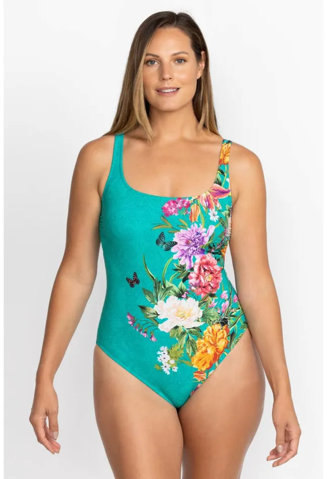 Women Johnny Was Swim and Resort Peacock Goza Tank One Piece Peacock Goza