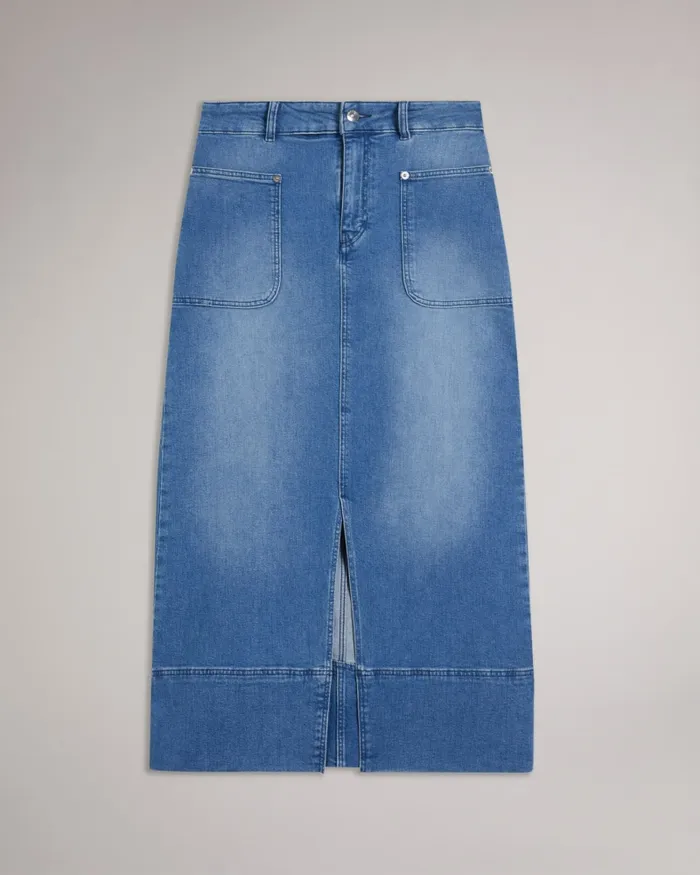 Women JOMANA 8211 Denim Midi Pencil Skirt Blue Ted Baker Skirts