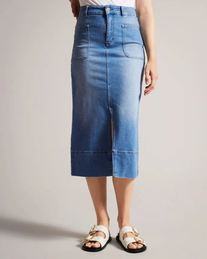 Women JOMANA 8211 Denim Midi Pencil Skirt Blue Ted Baker Skirts Women JOMANA 8211 Denim Midi Pencil Skirt Blue Ted Baker Skirts