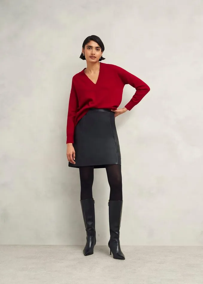 Women Jumpers and Cardigans Hobbs Lettie V Neck Jumper With Cashmere Pomegranate Red