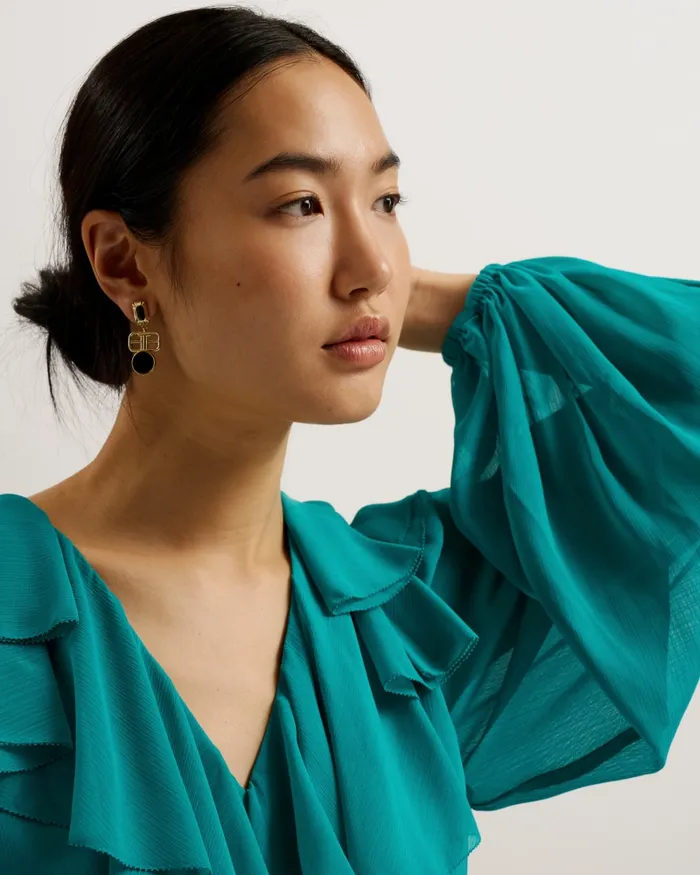 Women KEINA 8211 Ruffle Neck Long Sleeve Maxi Dress Green Ted Baker Dresses Women KEINA 8211 Ruffle Neck Long Sleeve Maxi Dress Green Ted Baker Dresses