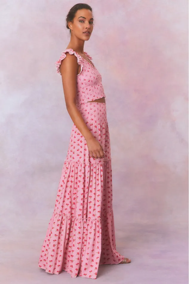 WomenKids Skirts LoveShackFancy Phia Floral Printed Smocked Maxi Skirt Cherry Pink WomenKids Skirts LoveShackFancy Phia Floral Printed Smocked Maxi Skirt Cherry Pink