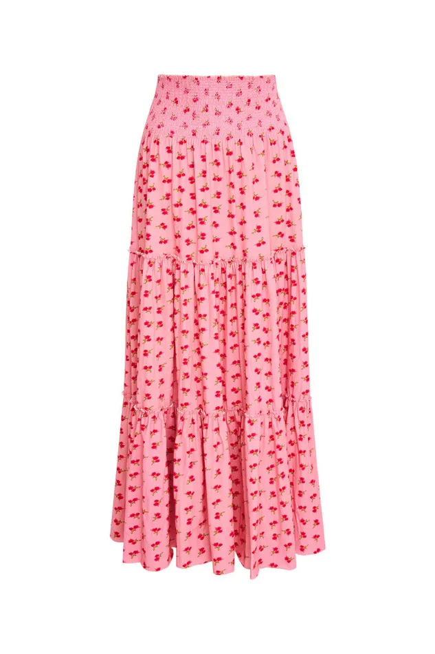 WomenKids Skirts LoveShackFancy Phia Floral Printed Smocked Maxi Skirt Cherry Pink WomenKids Skirts LoveShackFancy Phia Floral Printed Smocked Maxi Skirt Cherry Pink