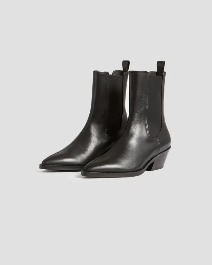 Women Leather Boots Black Comptoir Des Cotonniers