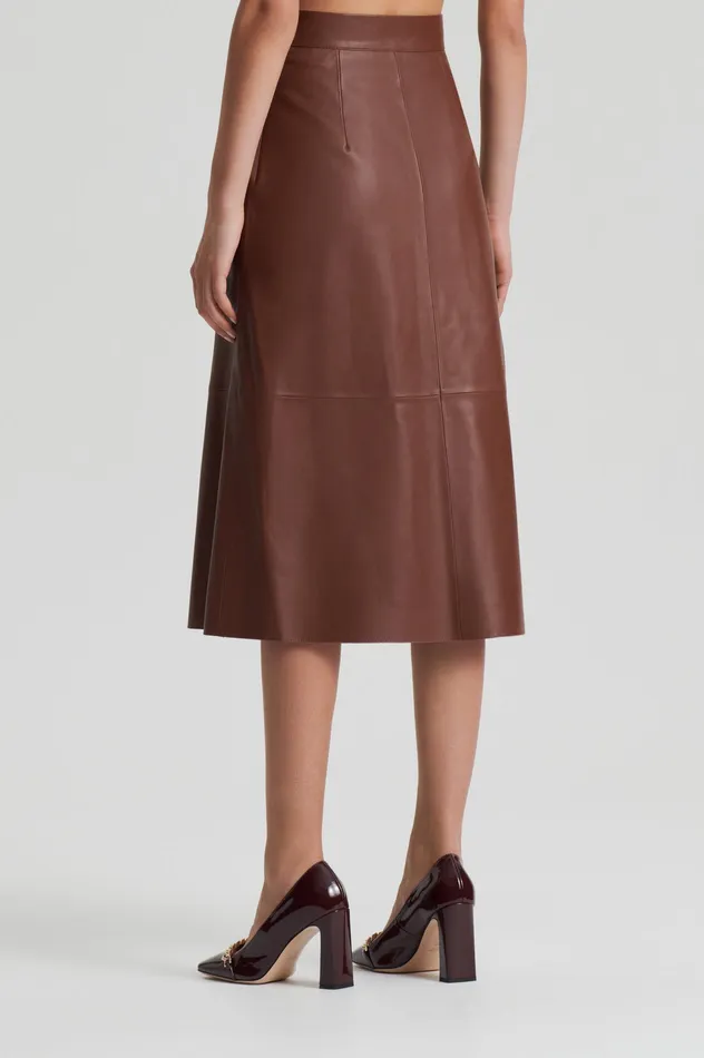 Women Leather Scanlan Theodore LEATHER LONG SKIRT TAN Women Leather Scanlan Theodore LEATHER LONG SKIRT TAN