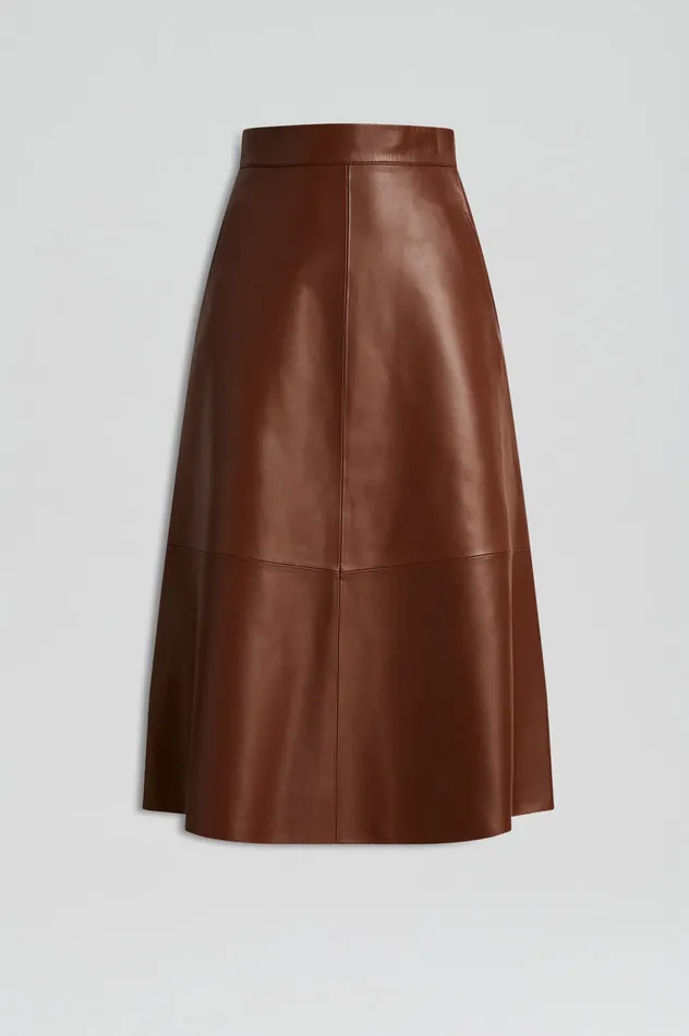 Women Leather Scanlan Theodore LEATHER LONG SKIRT TAN Women Leather Scanlan Theodore LEATHER LONG SKIRT TAN