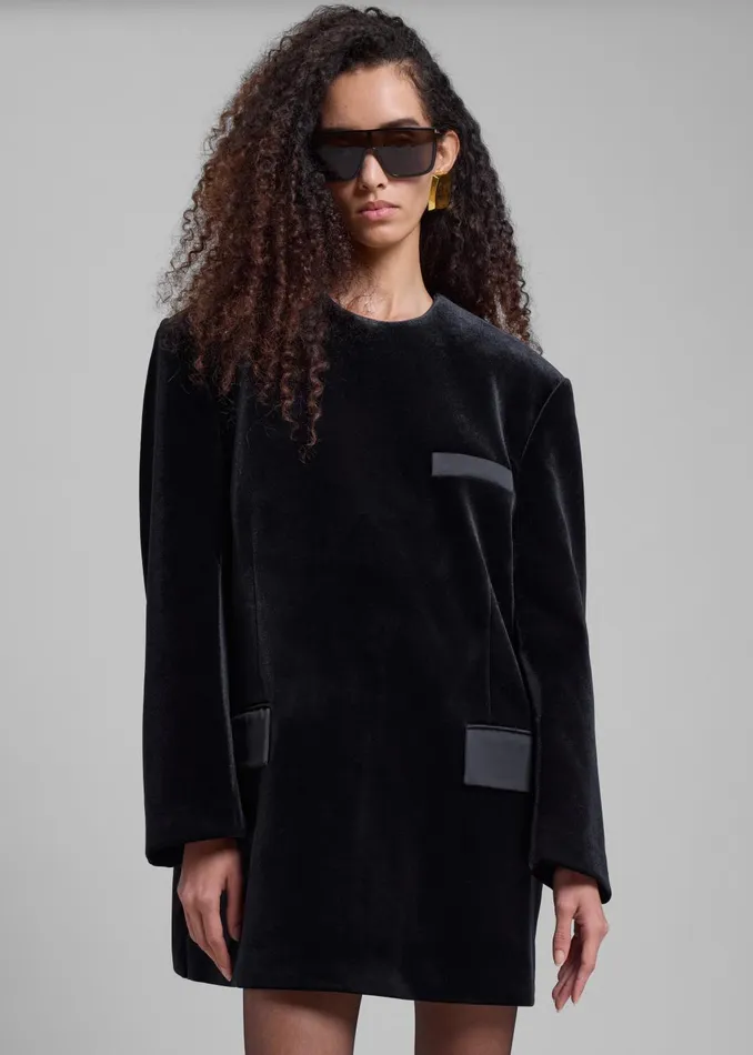 Women Madison Mini Velvet Dress 8211 Black The Frankie Shop Dresses