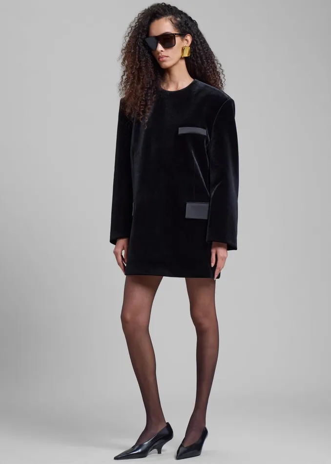 Women Madison Mini Velvet Dress 8211 Black The Frankie Shop Dresses