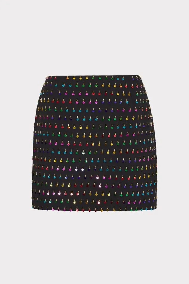 Women Matching Sets Milly Modern Mini Beaded Sequin Skirt Blackrainbow