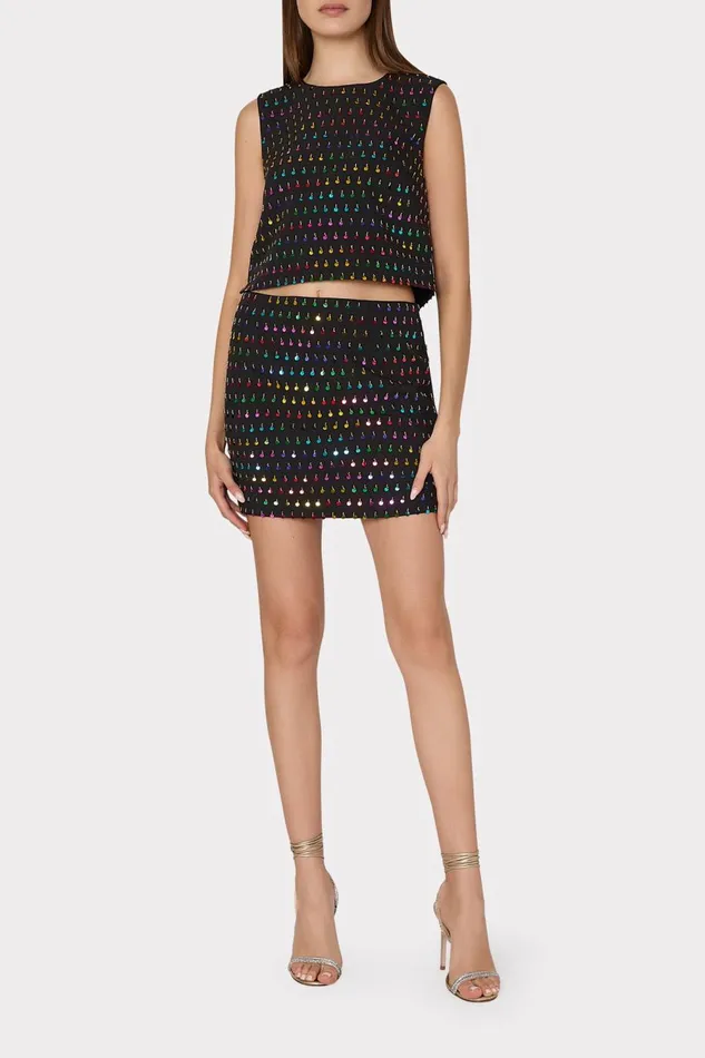 Women Matching Sets Milly Modern Mini Beaded Sequin Skirt Blackrainbow Women Matching Sets Milly Modern Mini Beaded Sequin Skirt Blackrainbow