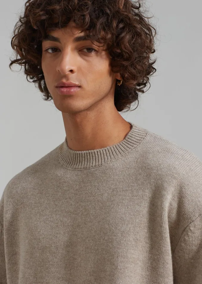 WomenMen Quinton Crew Neck Sweater 8211 Beige Melange The Frankie Shop Knitwear