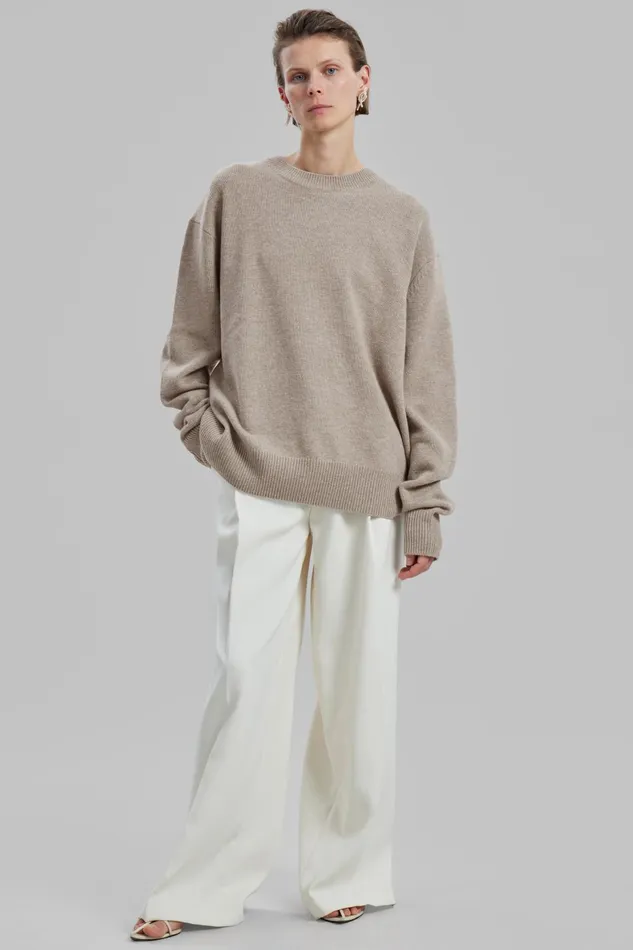 WomenMen Quinton Crew Neck Sweater 8211 Beige Melange The Frankie Shop Knitwear