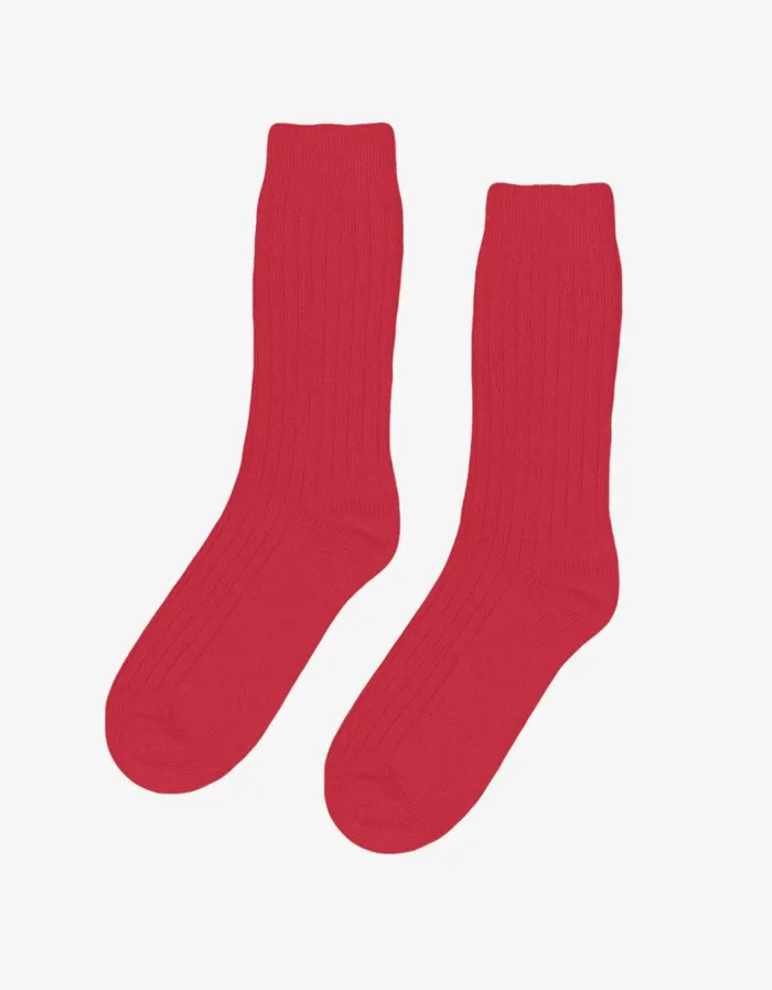 Women Merino Wool Blend Sock Scarlet Red Colorful Standard Socks