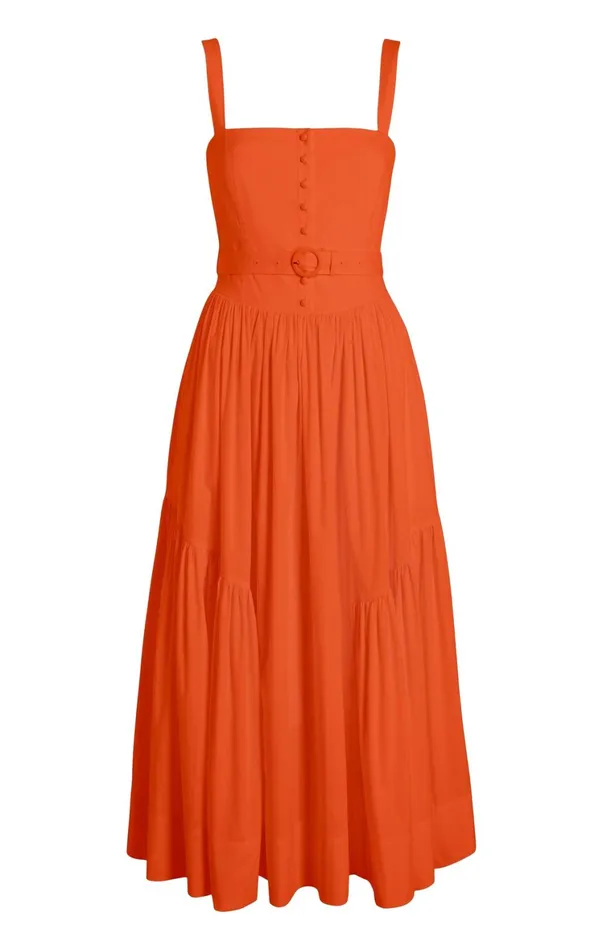 Women Midi Cinq Sept Amber Dress Deep Tangelo