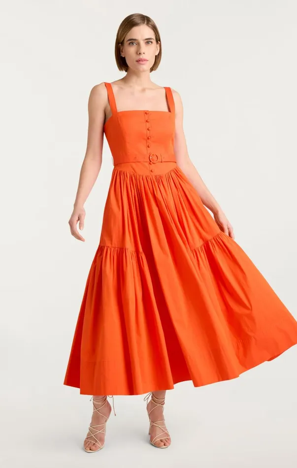 Women Midi Cinq Sept Amber Dress Deep Tangelo
