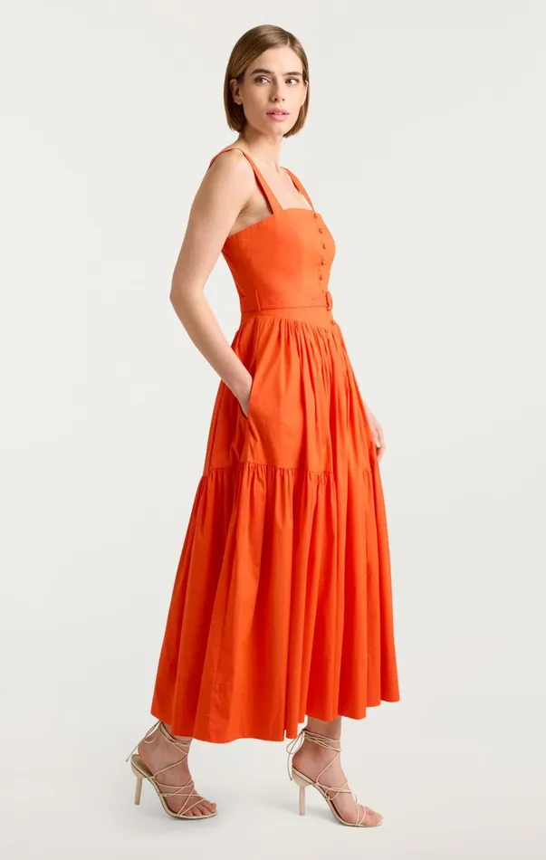 Women Midi Cinq Sept Amber Dress Deep Tangelo